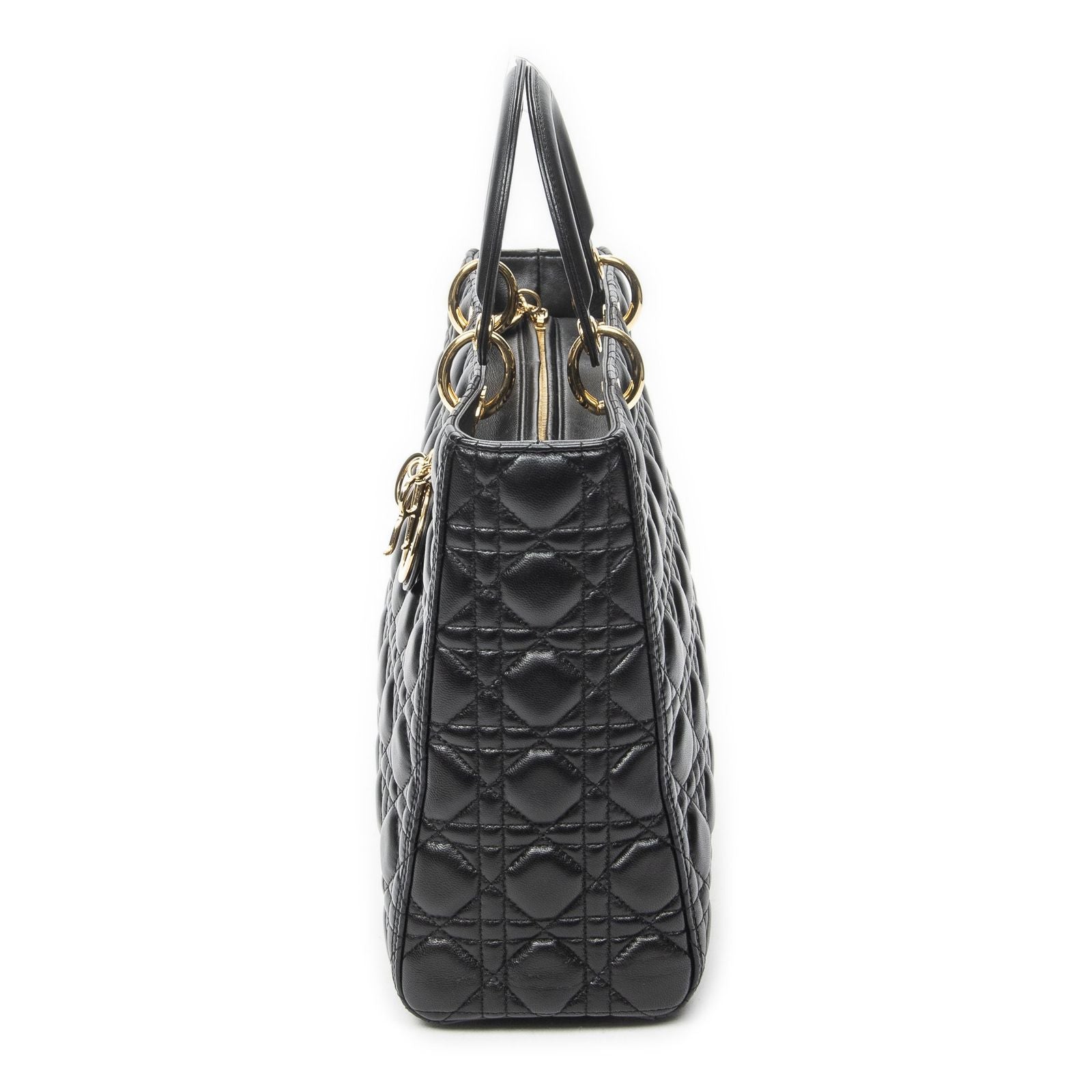 Dior Large Lady Dior Zip Black Canada Lambskin Leather Handbag — view 3