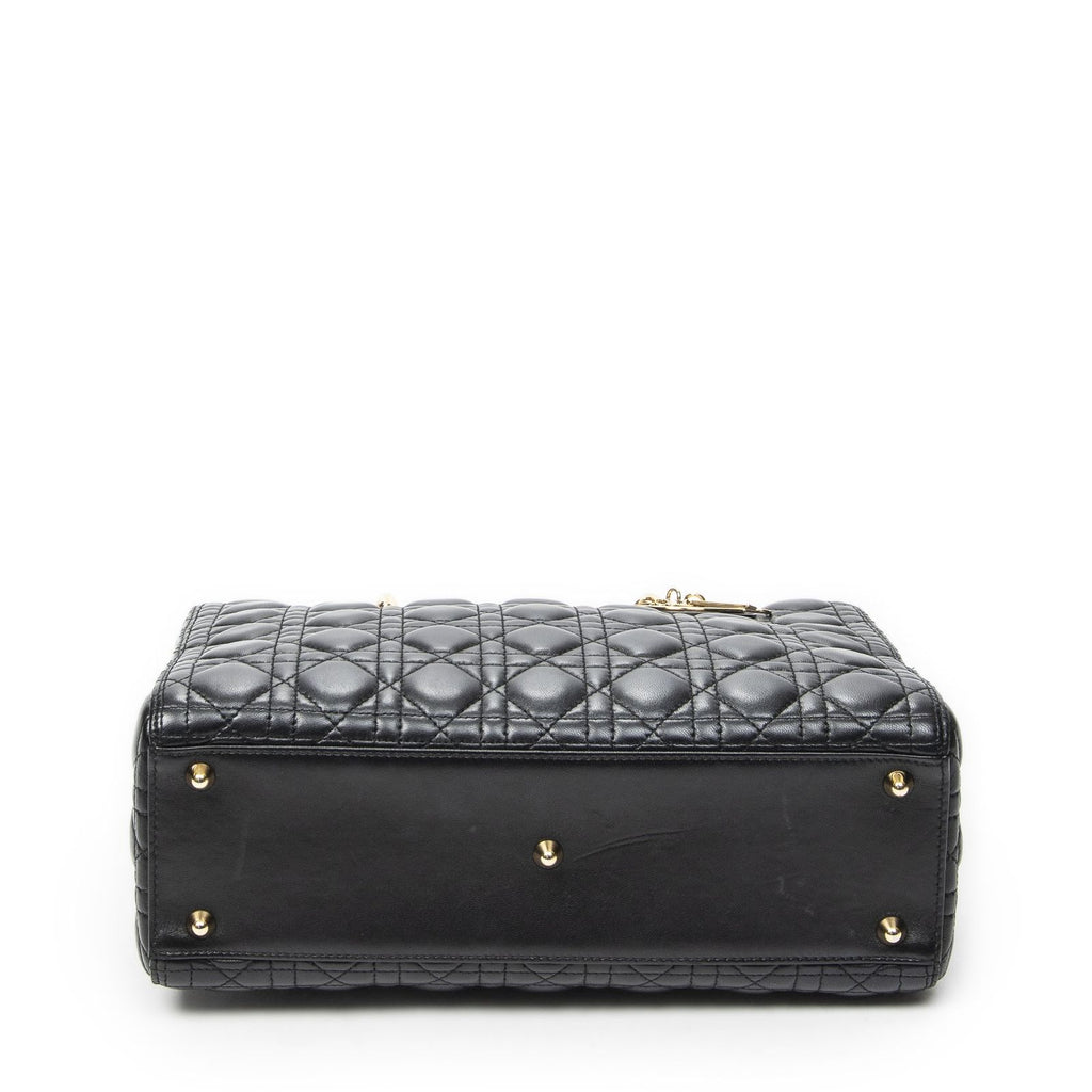 Dior Large Lady Dior Zip Black Canada Lambskin Leather Handbag — view 6