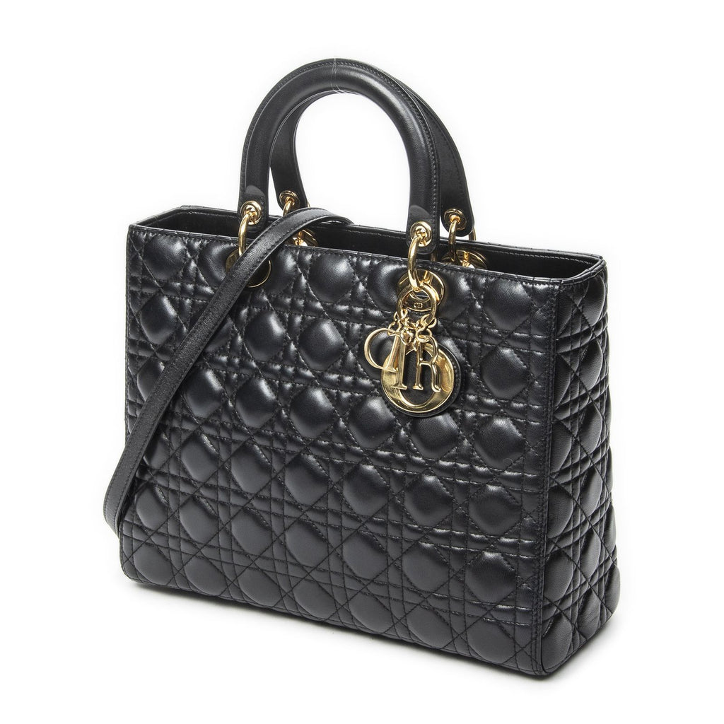 Dior Large Lady Dior Zip Black Canada Lambskin Leather Handbag — view 2