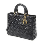 Dior Large Lady Dior Zip Black Canada Lambskin Leather Handbag — view 2