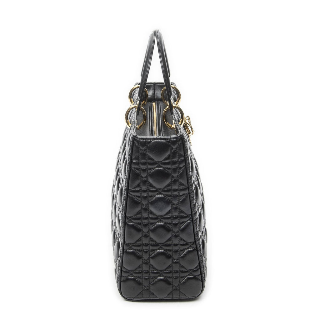 Dior Large Lady Dior Zip Black Canada Lambskin Leather Handbag — view 4