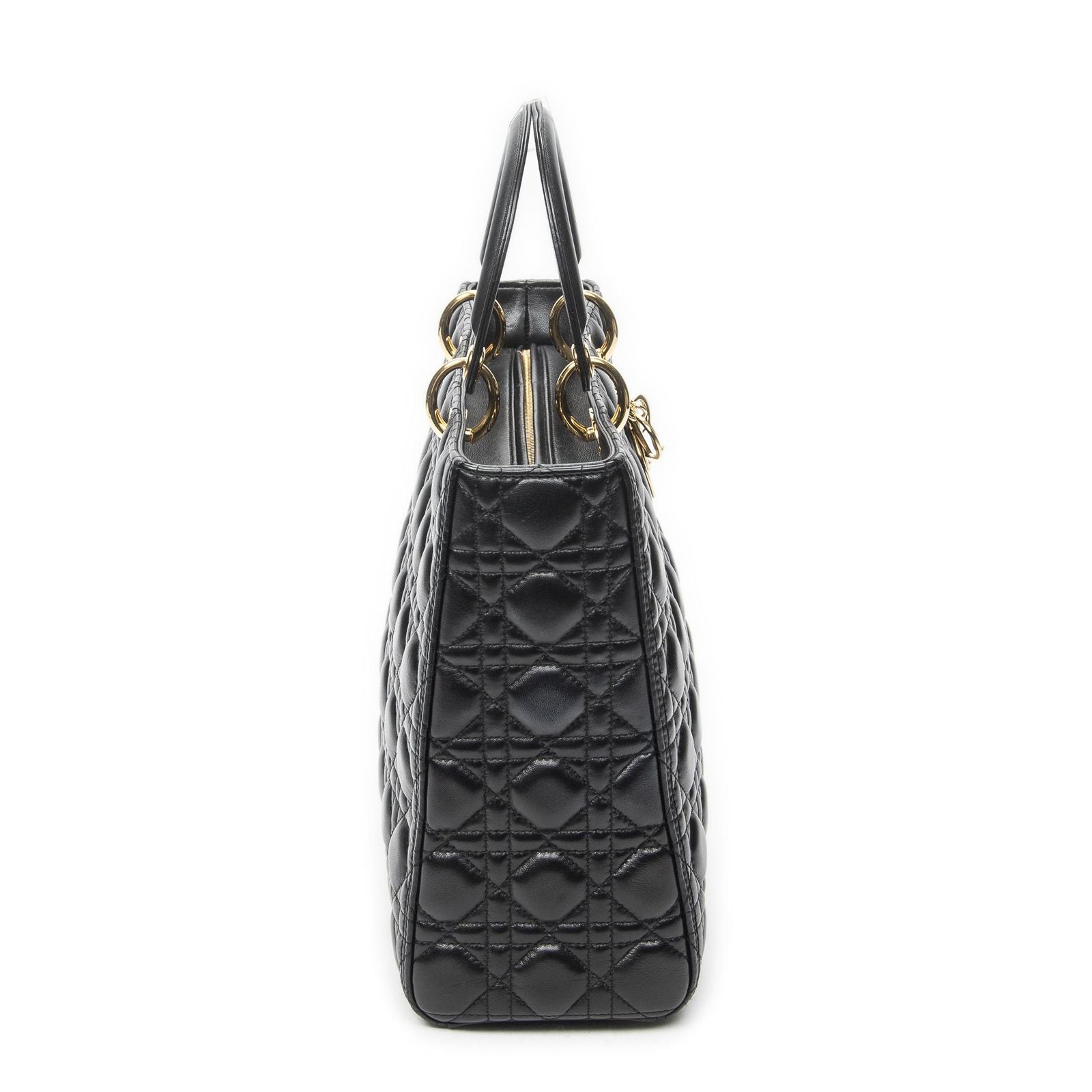 Dior Large Lady Dior Zip Black Canada Lambskin Leather Handbag — view 4