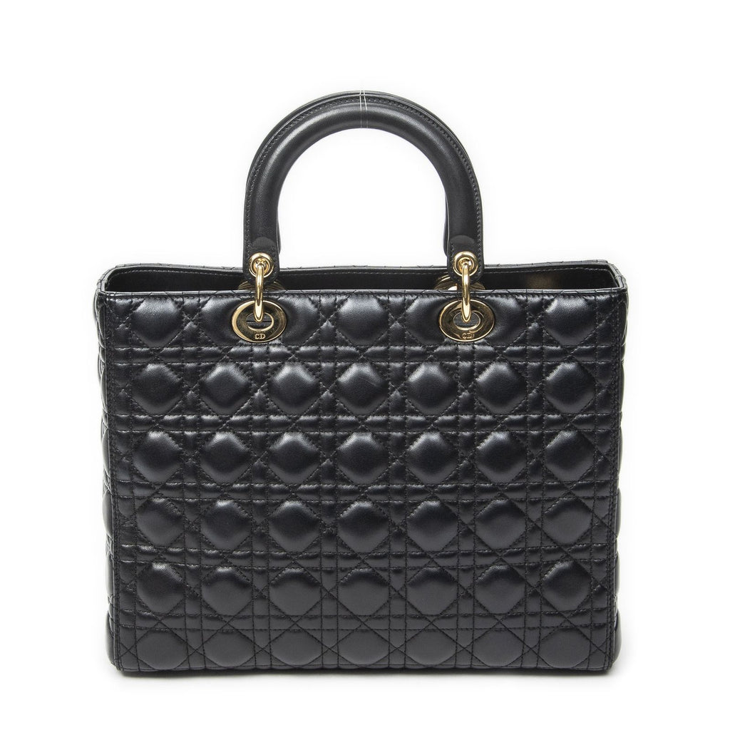 Dior Large Lady Dior Zip Black Canada Lambskin Leather Handbag — view 5