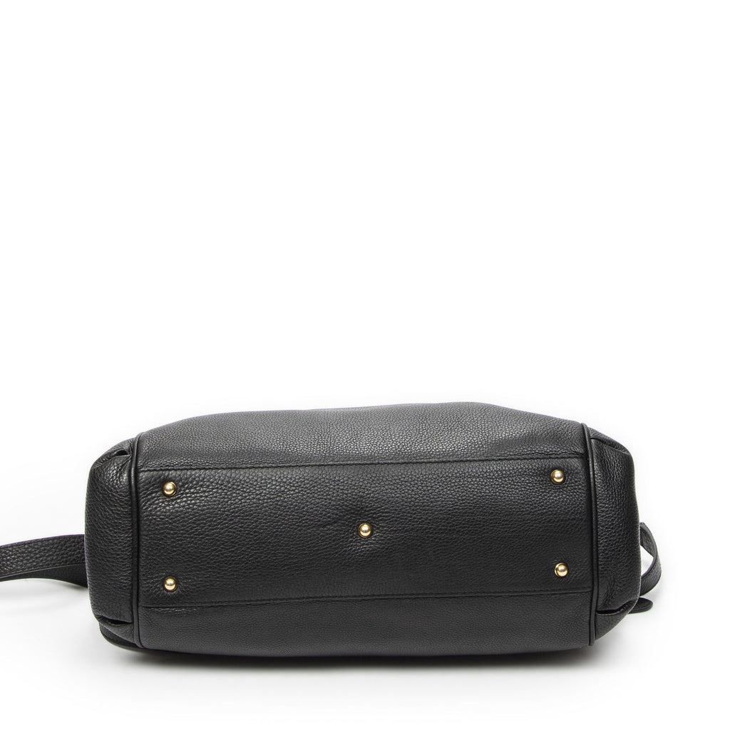 Gucci GG Ride Top Handle Black Gray Calfskin Leather — view 6