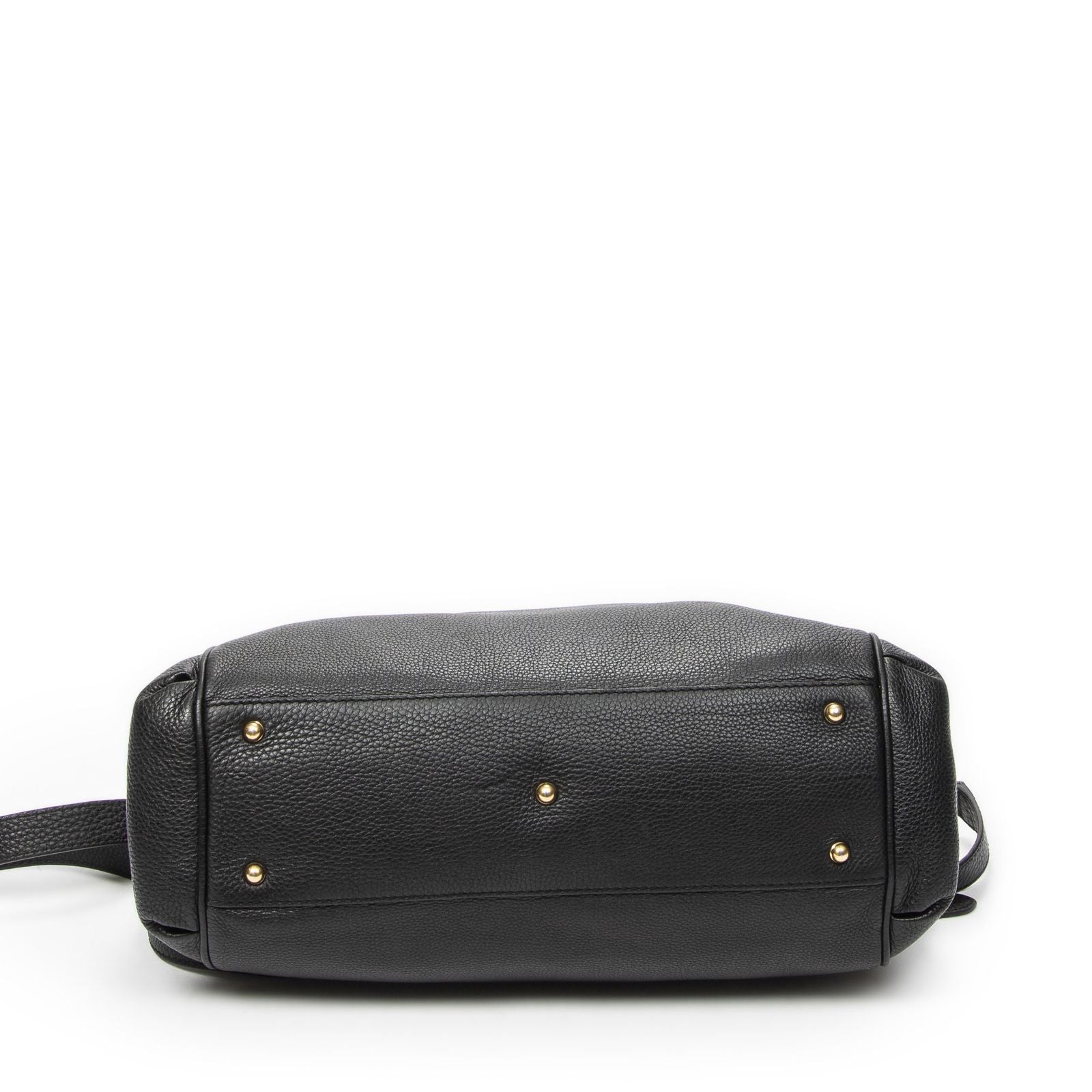 Gucci GG Ride Top Handle Black Gray Calfskin Leather — view 6