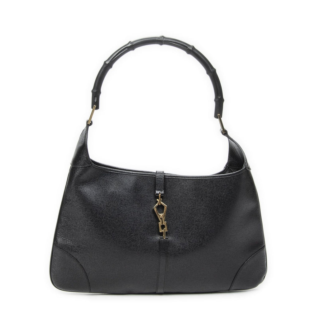 Gucci Bamboo Jackie Hobo Black Studded Calfskin