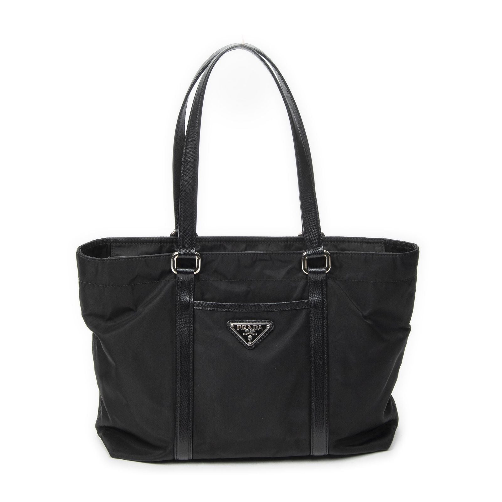 Prada Zip Shopping Tote Black Nylon Canvas