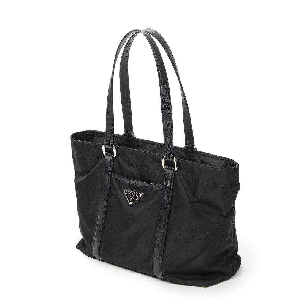 Prada Zip Shopping Tote Black Nylon Canvas — view 2