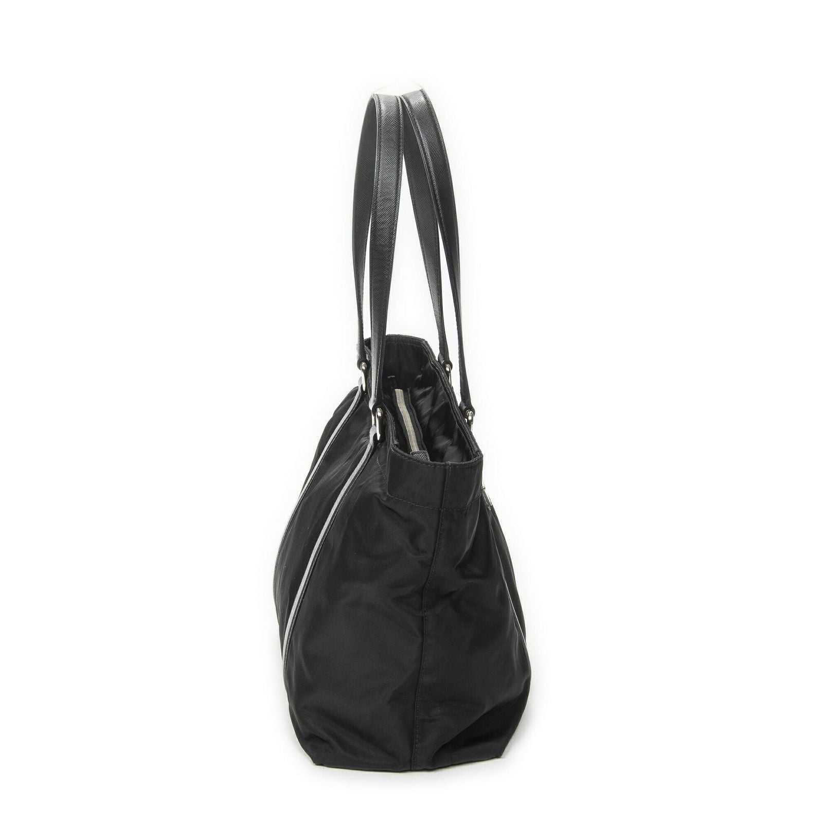Prada Zip Shopping Tote Black Nylon Canvas — view 4