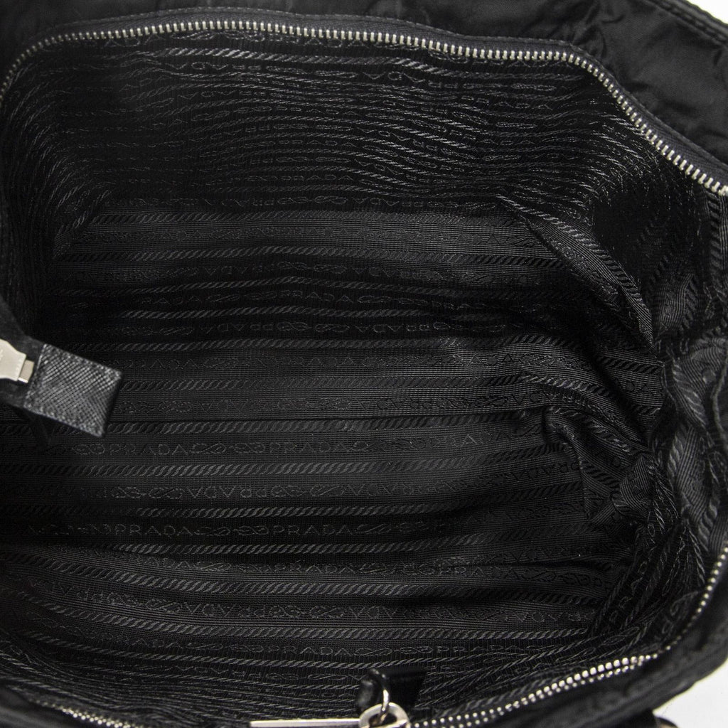 Prada Zip Shopping Tote Black Nylon Canvas — view 9
