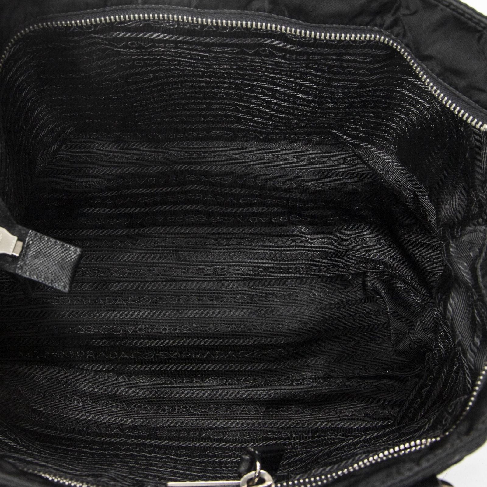 Prada Zip Shopping Tote Black Nylon Canvas — view 9