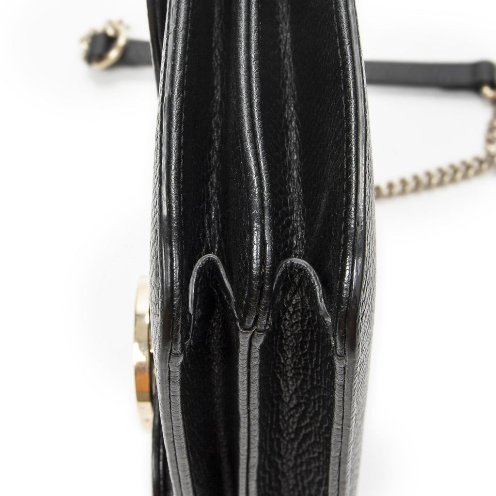 Gucci Small Interlocking GG Chain Crossbody Black Gray Calfskin Leather — view 8