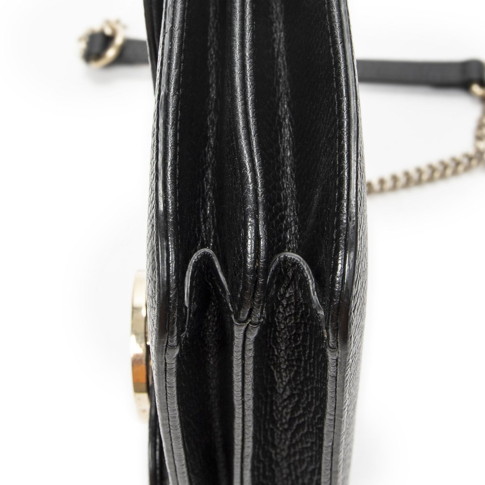 Gucci Small Interlocking GG Chain Crossbody Black Gray Calfskin Leather — view 8