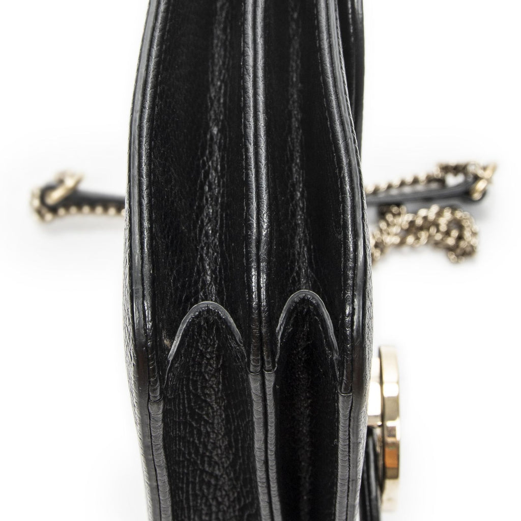 Gucci Small Interlocking GG Chain Crossbody Black Gray Calfskin Leather — view 7
