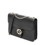 Gucci Small Interlocking GG Chain Crossbody Black Gray Calfskin Leather — view 2