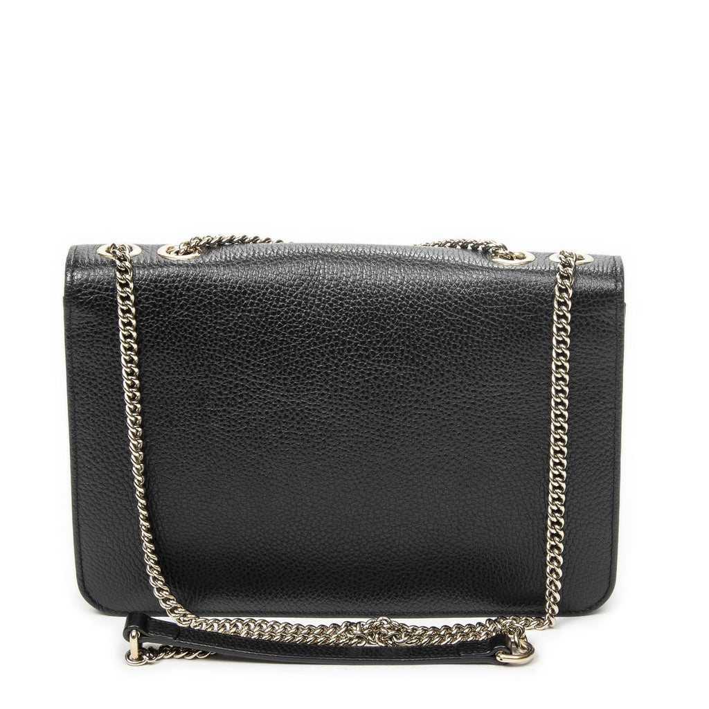 Gucci Small Interlocking GG Chain Crossbody Black Gray Calfskin Leather — view 5