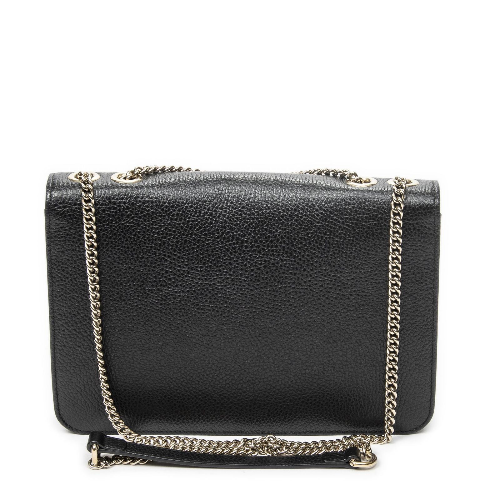 Gucci Small Interlocking GG Chain Crossbody Black Gray Calfskin Leather — view 5