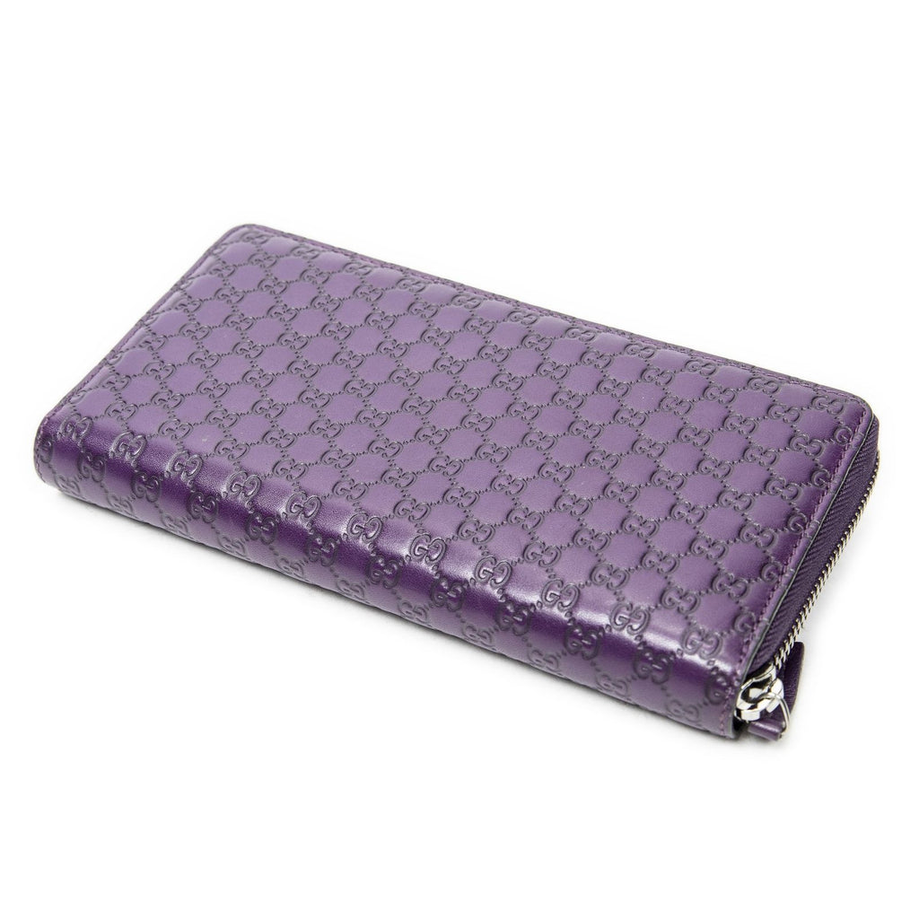 Gucci Zip Around Wallet Purple Micro Guccissima Leather