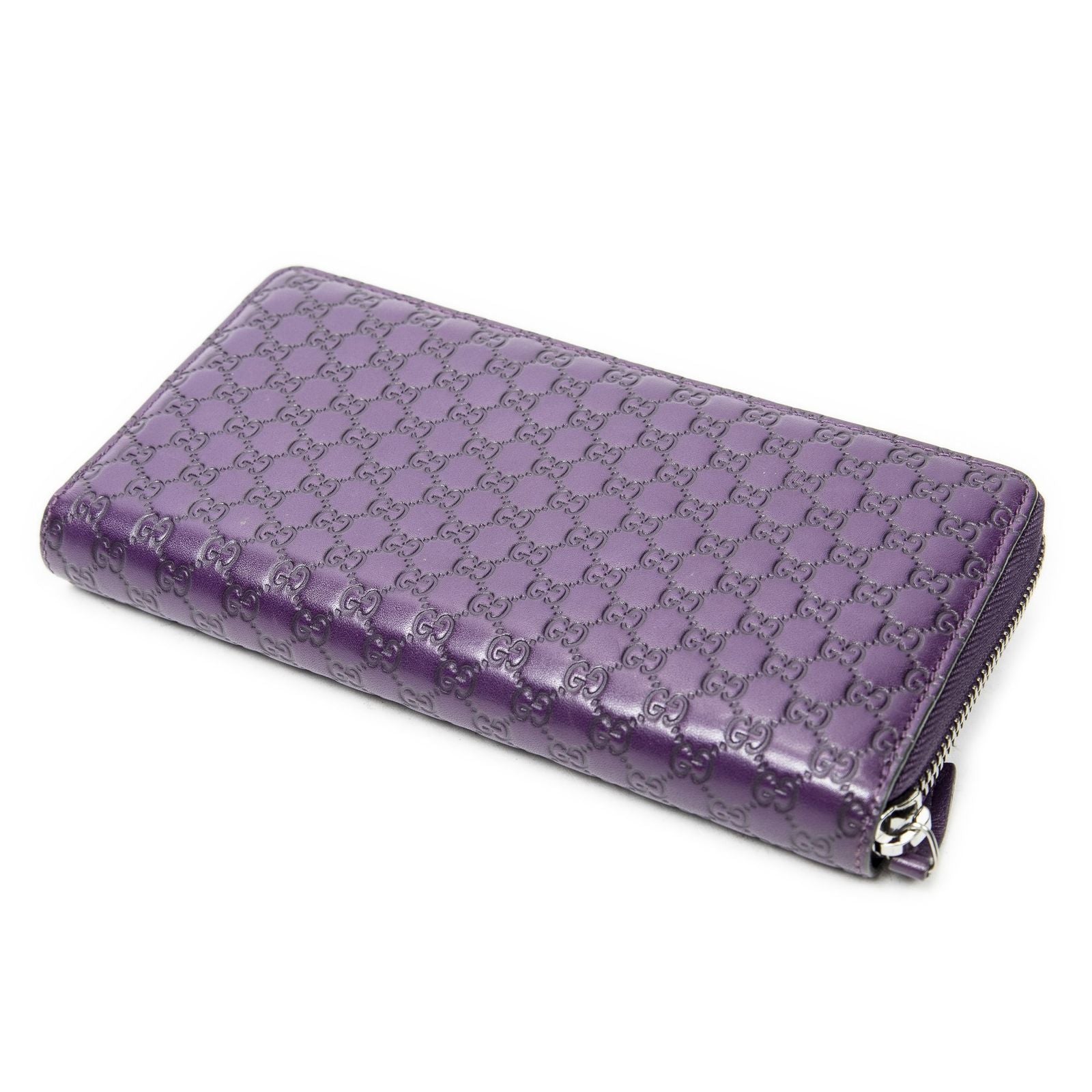 Gucci Zip Around Wallet Purple Micro Guccissima Leather
