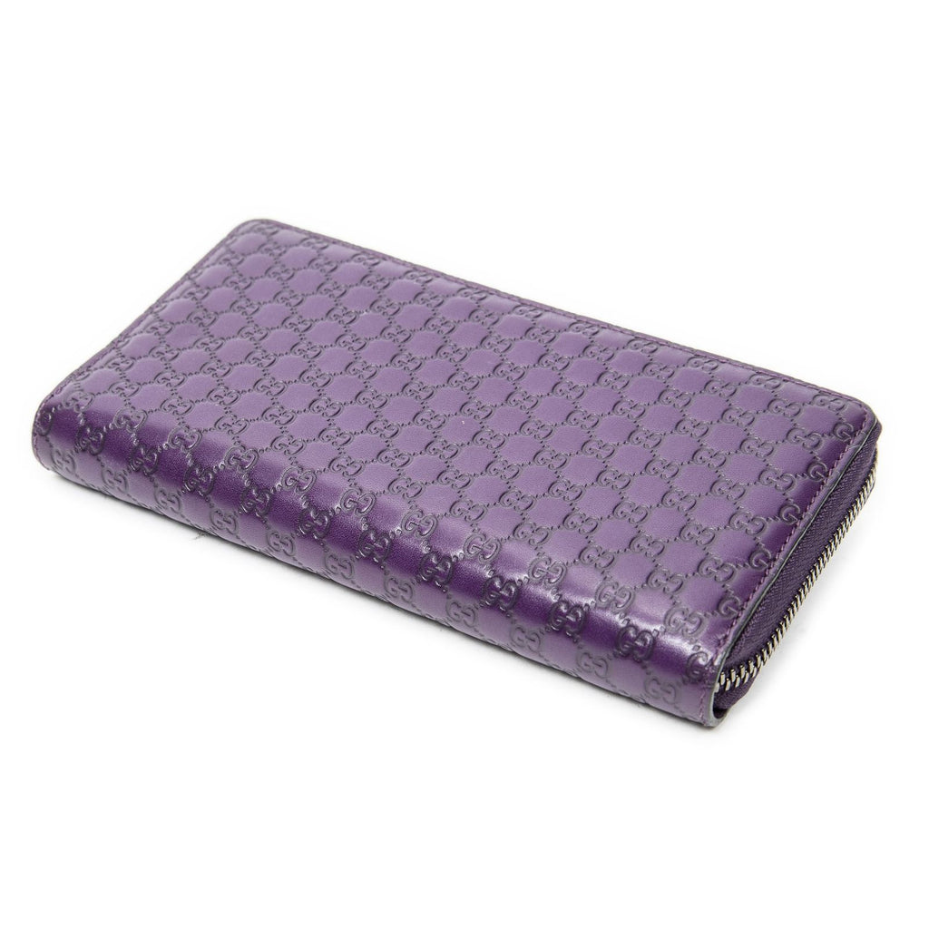 Gucci Zip Around Wallet Purple Micro Guccissima Leather — view 2
