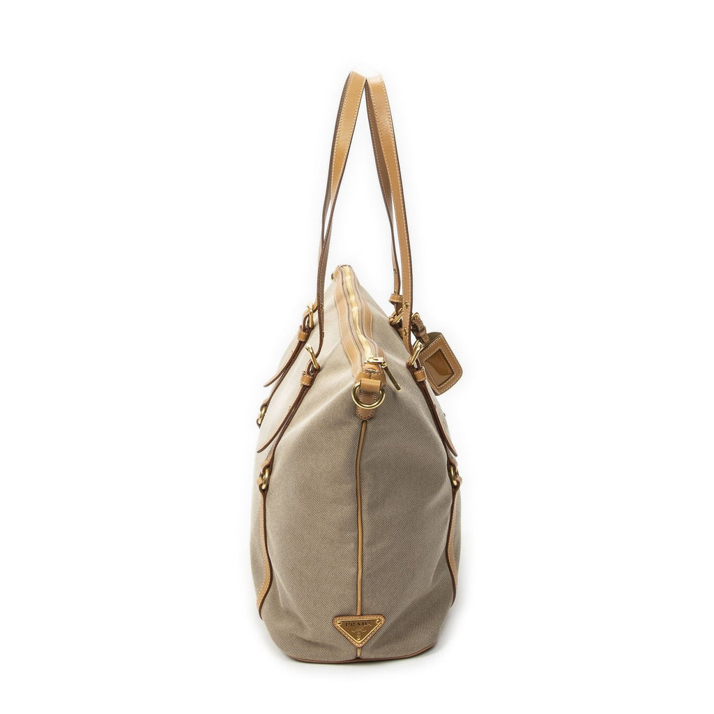 Prada Jacquard Shopping Tote Beige Tanjaca Canvas — view 4