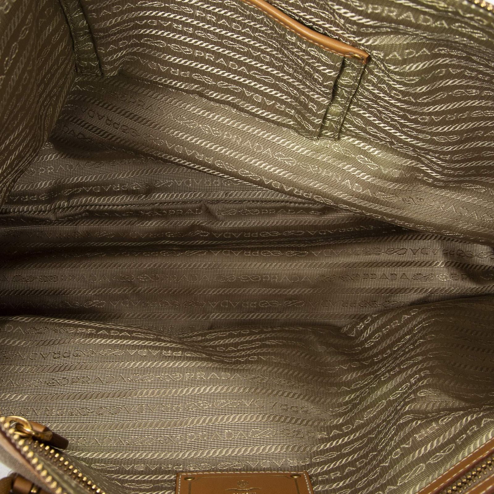 Prada Jacquard Shopping Tote Beige Tanjaca Canvas — view 9