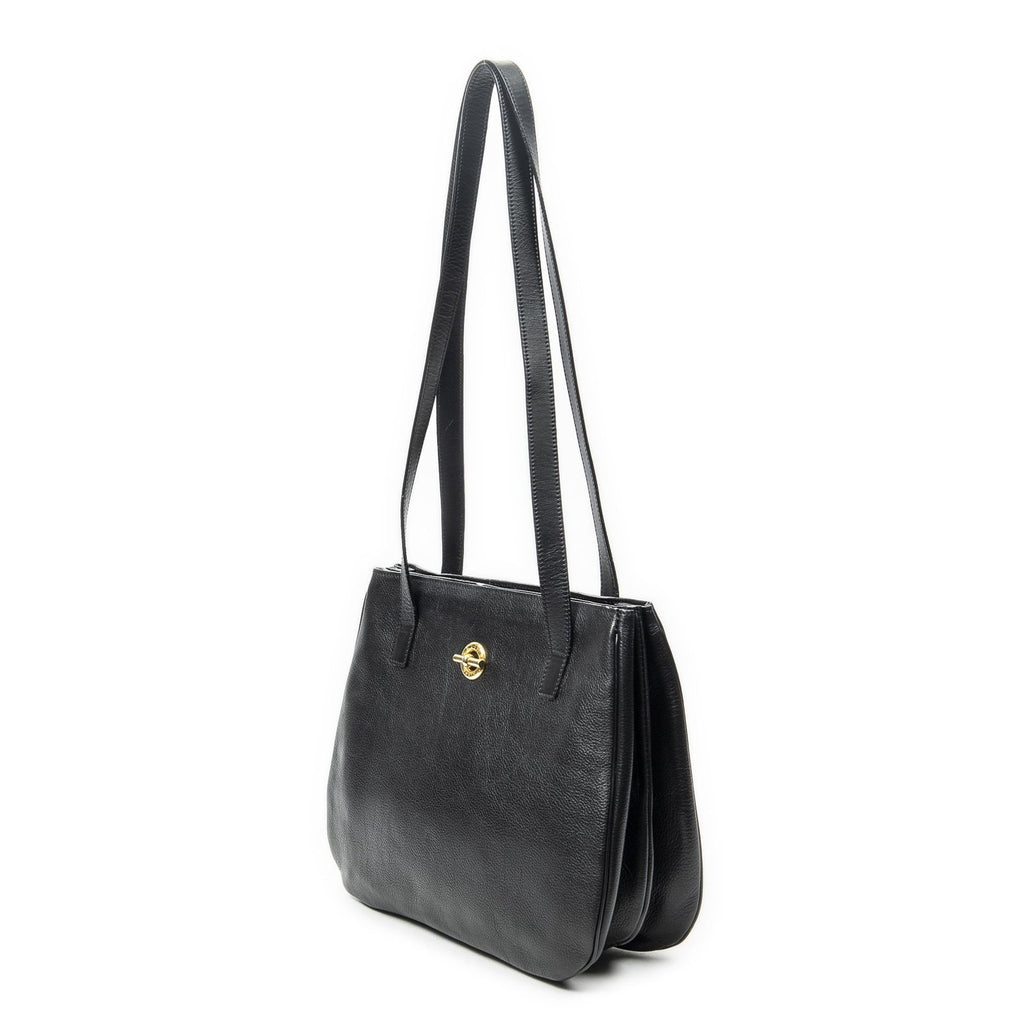 Celine Vintage Double Side Tote Black Gray Calfskin Leather — view 2