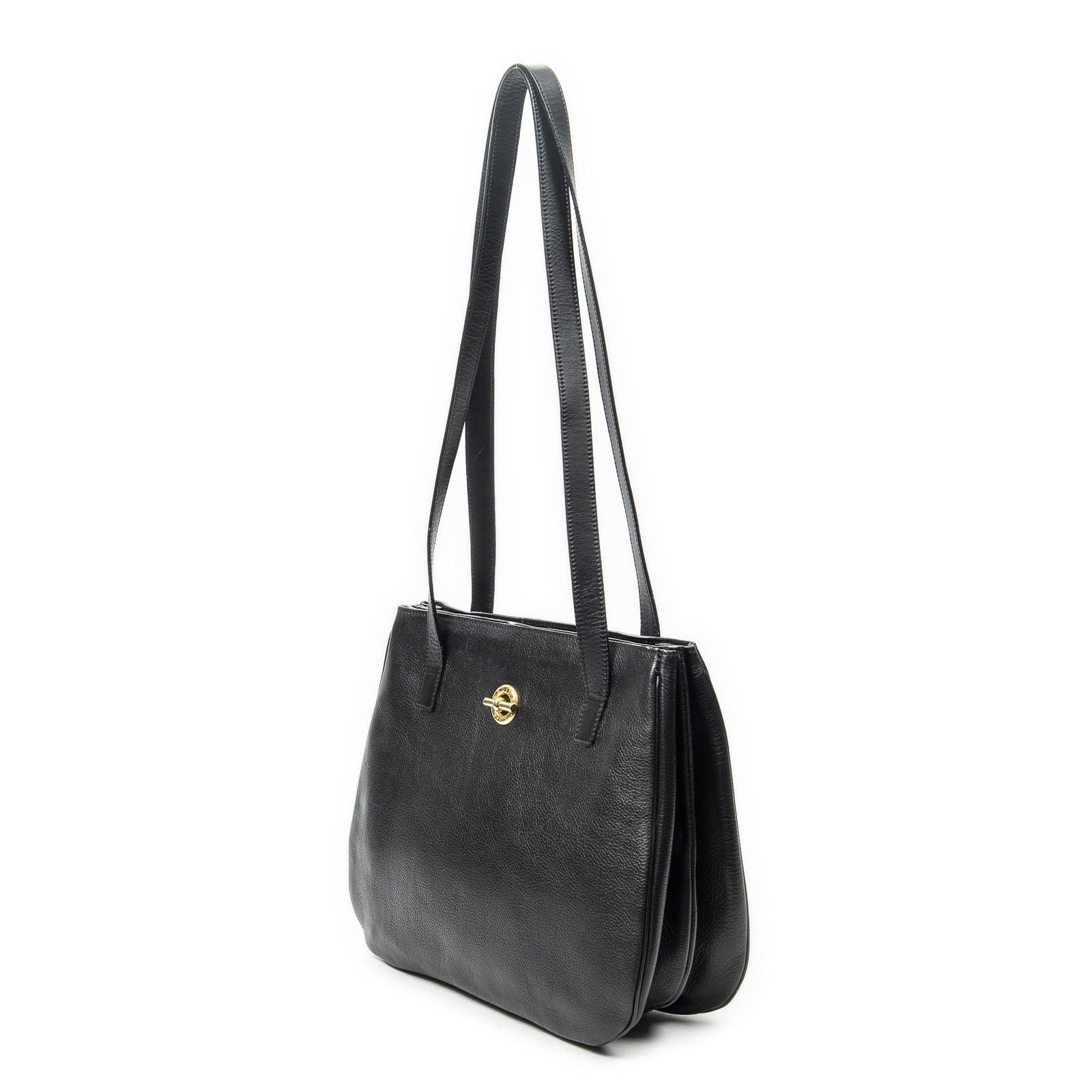 Celine Vintage Double Side Tote Black Gray Calfskin Leather — view 2