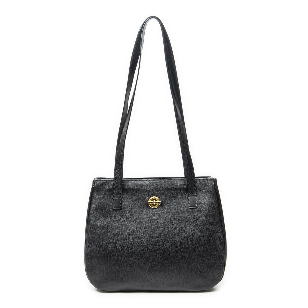 Celine Vintage Double Side Tote Black Gray Calfskin Leather