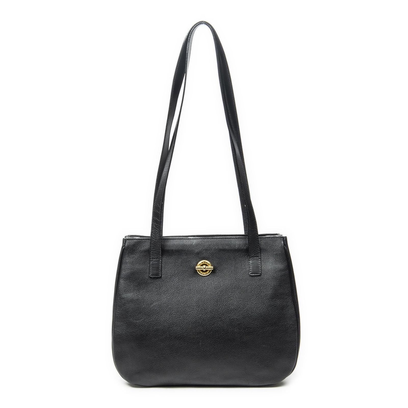 Celine Vintage Double Side Tote Black Gray Calfskin Leather
