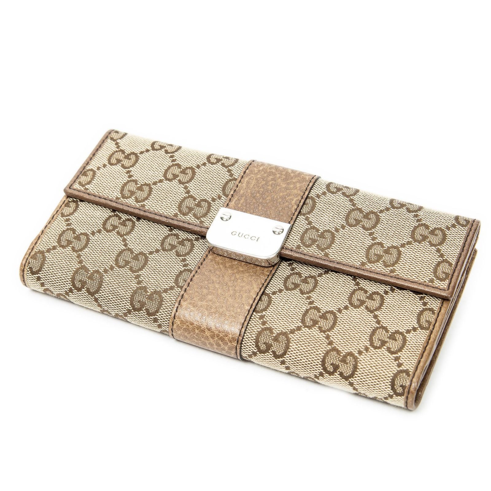 Gucci Continental Wallet Beige Brown GG Canvas