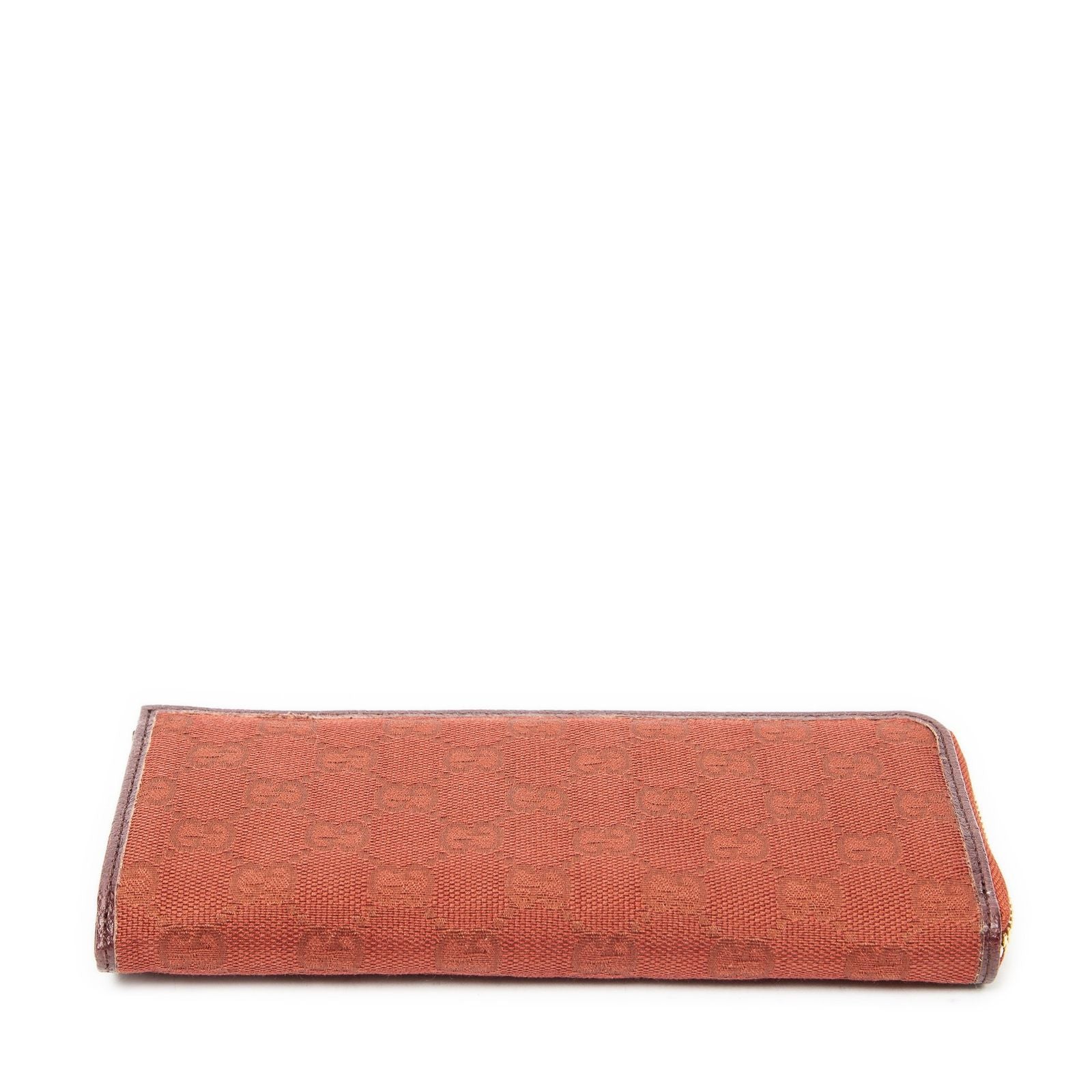 Gucci L-shaped Zip Around Wallet Red GG Canvas — view 3