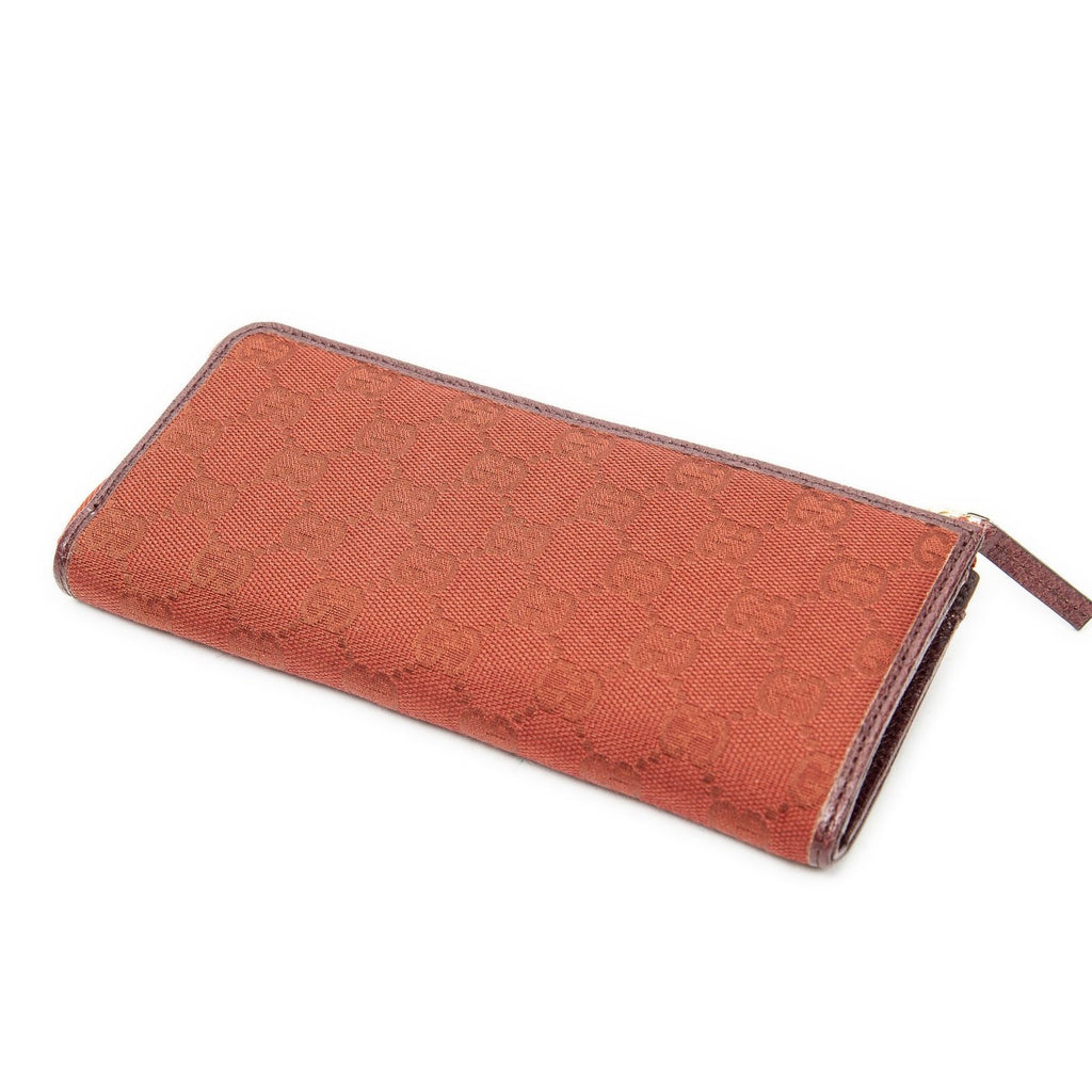 Gucci L-shaped Zip Around Wallet Red GG Canvas — view 2