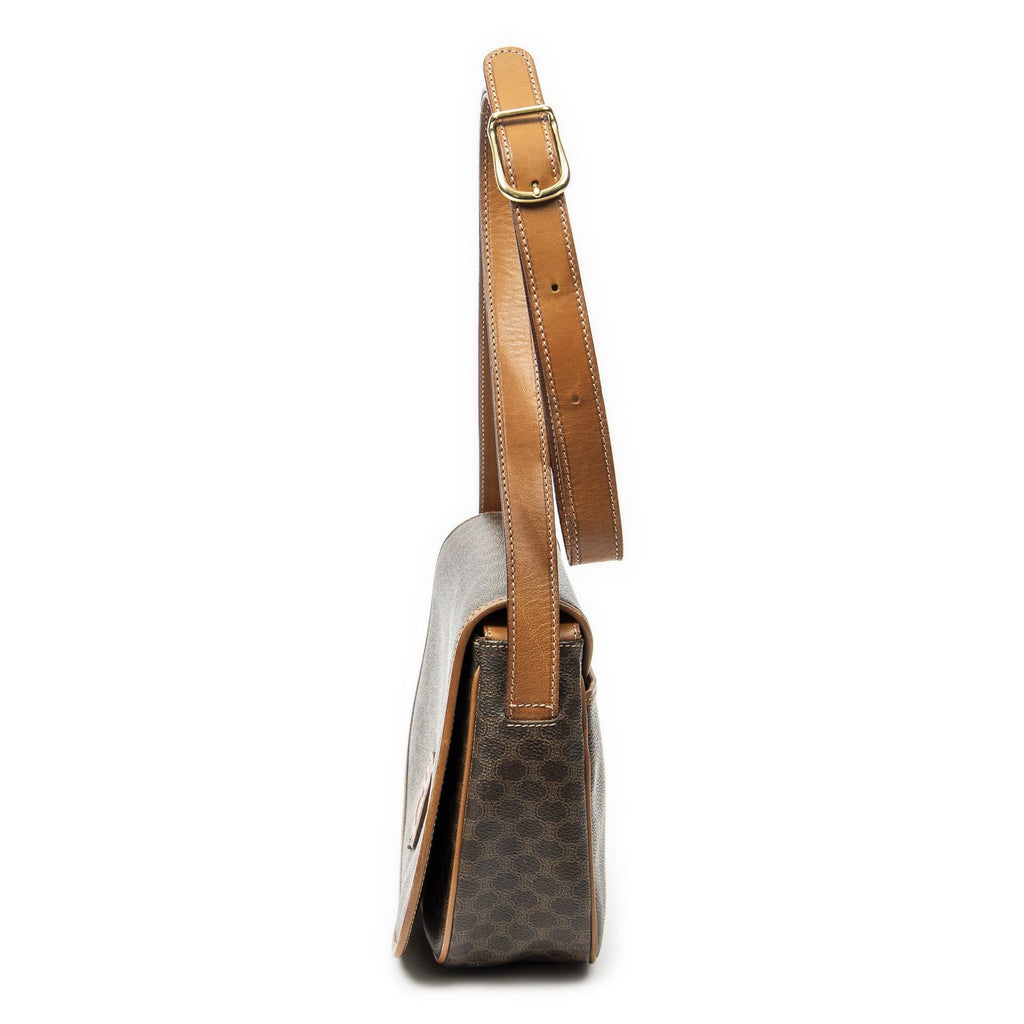 Celine Vintage Flap Crossbody Brown Macadam Canvas — view 3