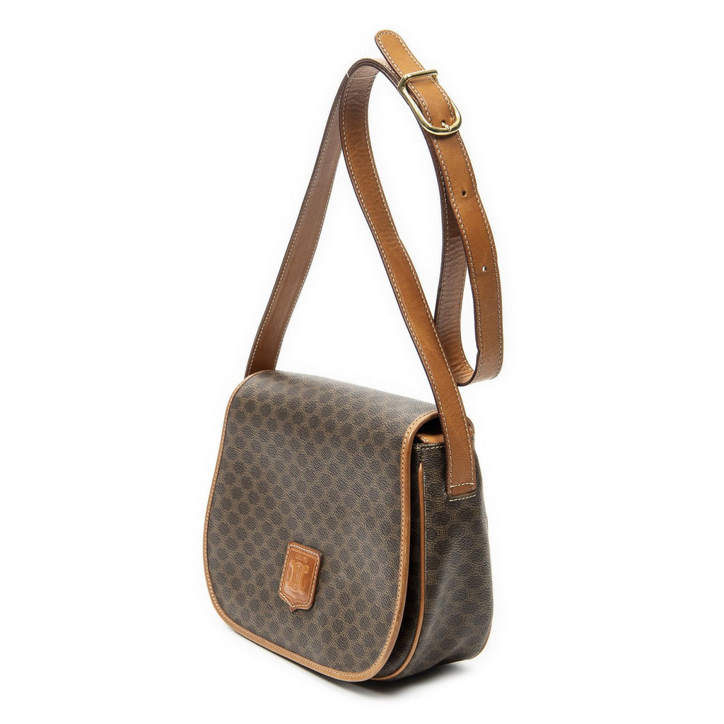 Celine Vintage Flap Crossbody Brown Macadam Canvas — view 2