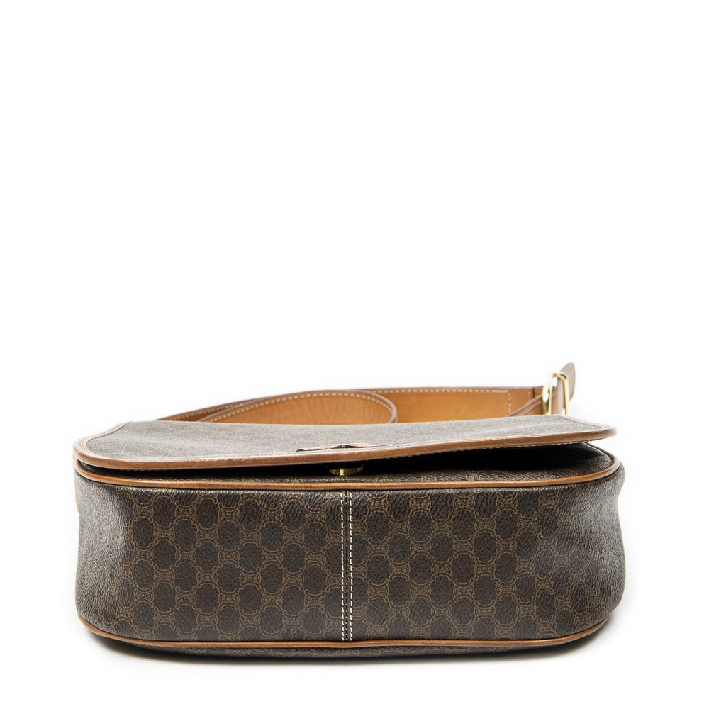 Celine Vintage Flap Crossbody Brown Macadam Canvas — view 6