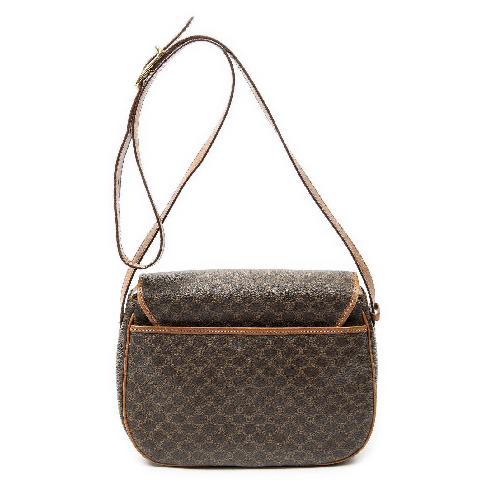 Celine Vintage Flap Crossbody Brown Macadam Canvas — view 5