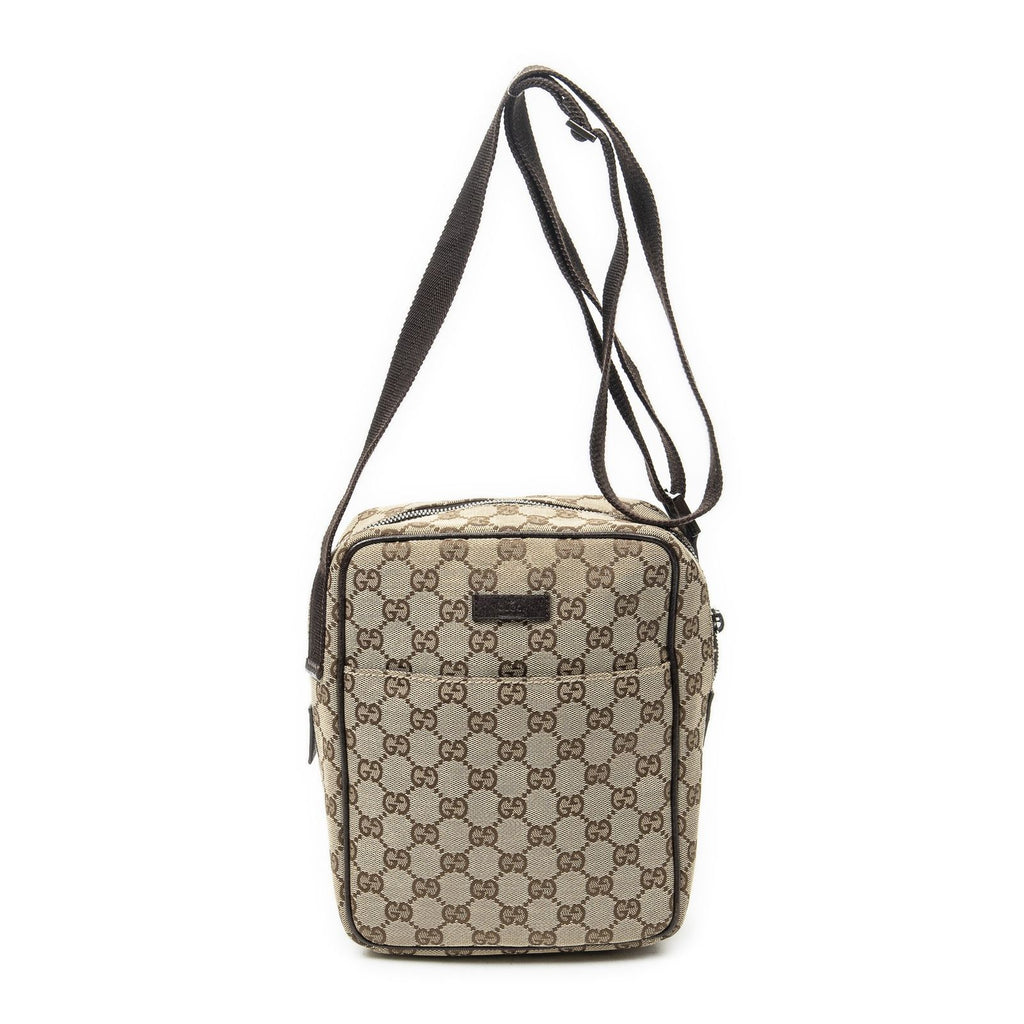 Gucci Mini Zip Crossbody Beige Brown GG Canvas