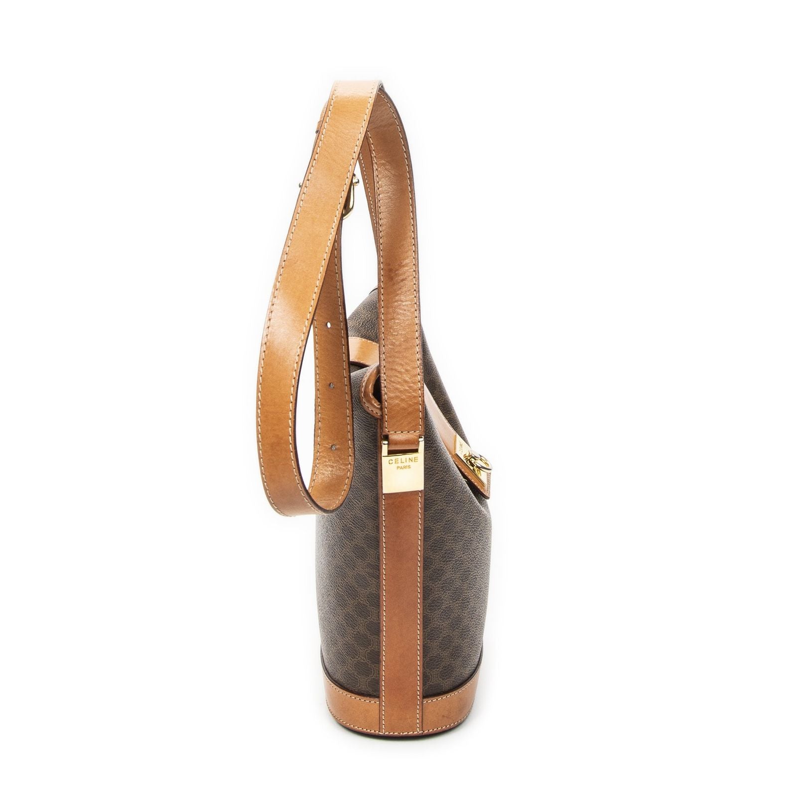 Celine Vintage Bucket Crossbody Brown Macadam Canvas — view 4