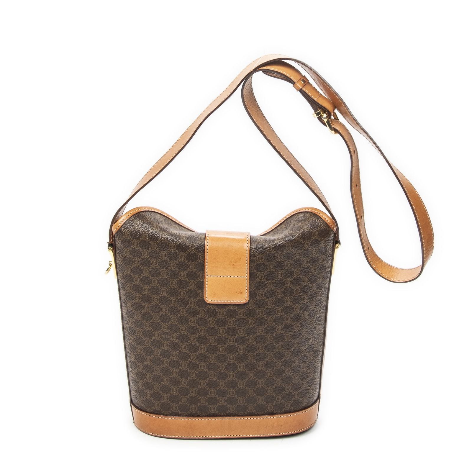 Celine Vintage Bucket Crossbody Brown Macadam Canvas — view 5