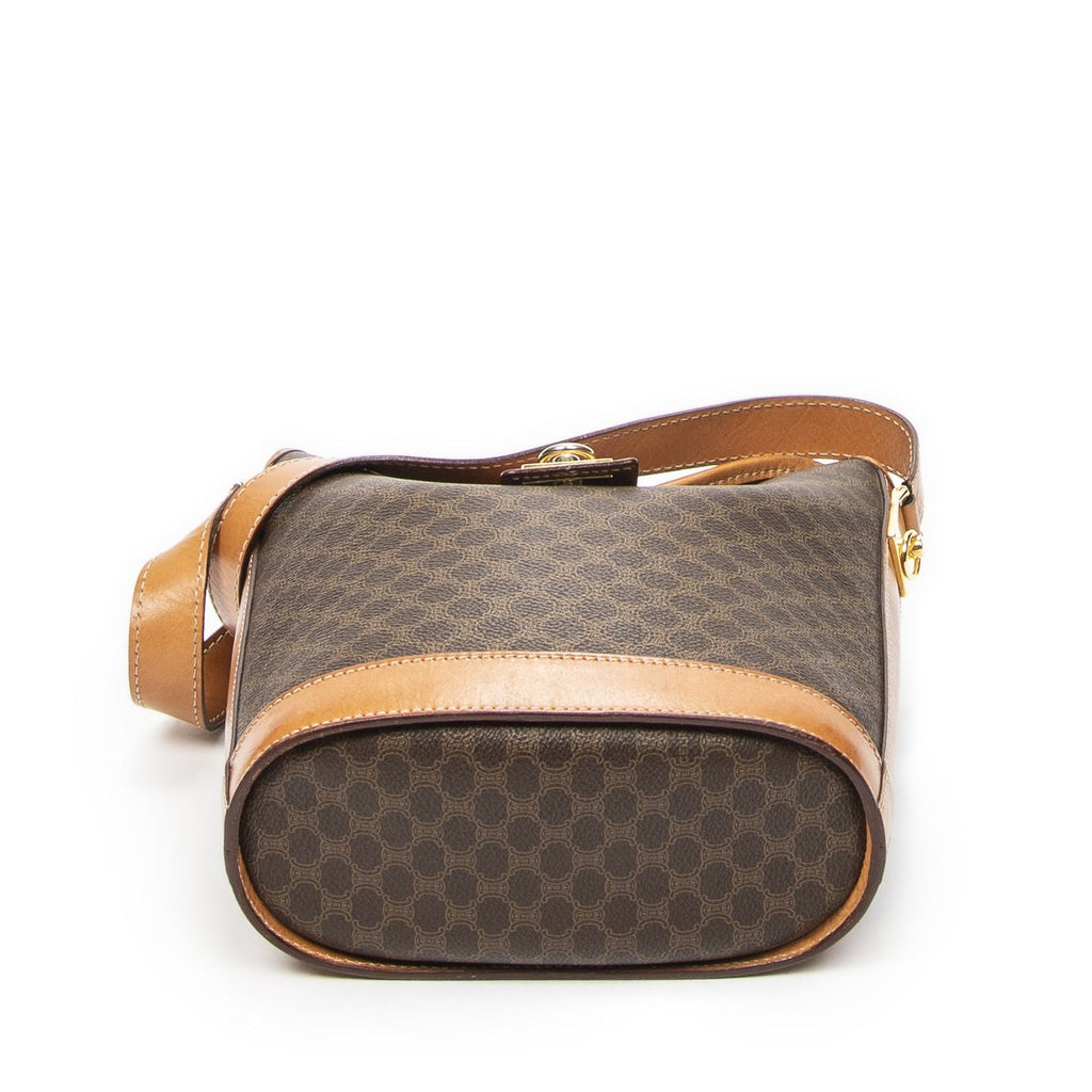 Celine Vintage Bucket Crossbody Brown Macadam Canvas — view 6