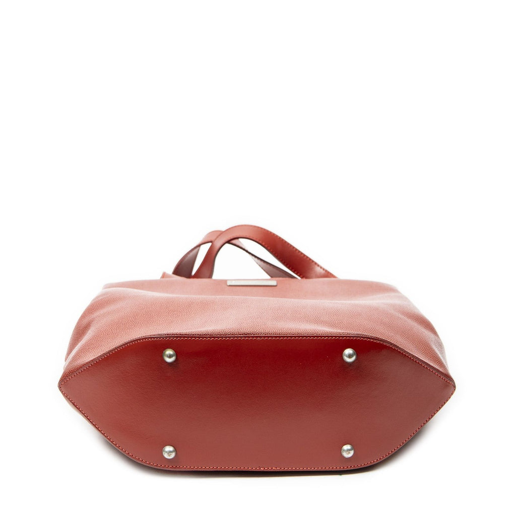 Celine Vintage Small Open Tote Red Gray Leather — view 6