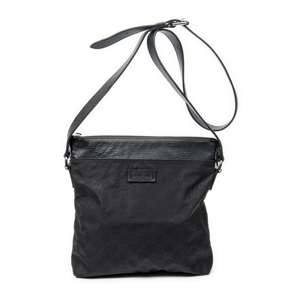 Gucci Square Zip Crossbody Black Guccissima Nylon