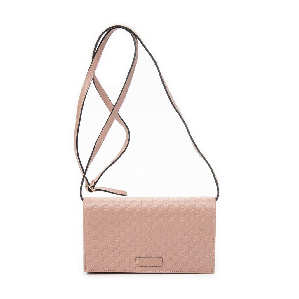 Gucci Web Crossbody Pink Micro Guccissima Leather