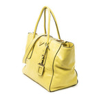 Prada Twin Pocket Double Handle Tote Yellow Vitello Soft Leather — view 2