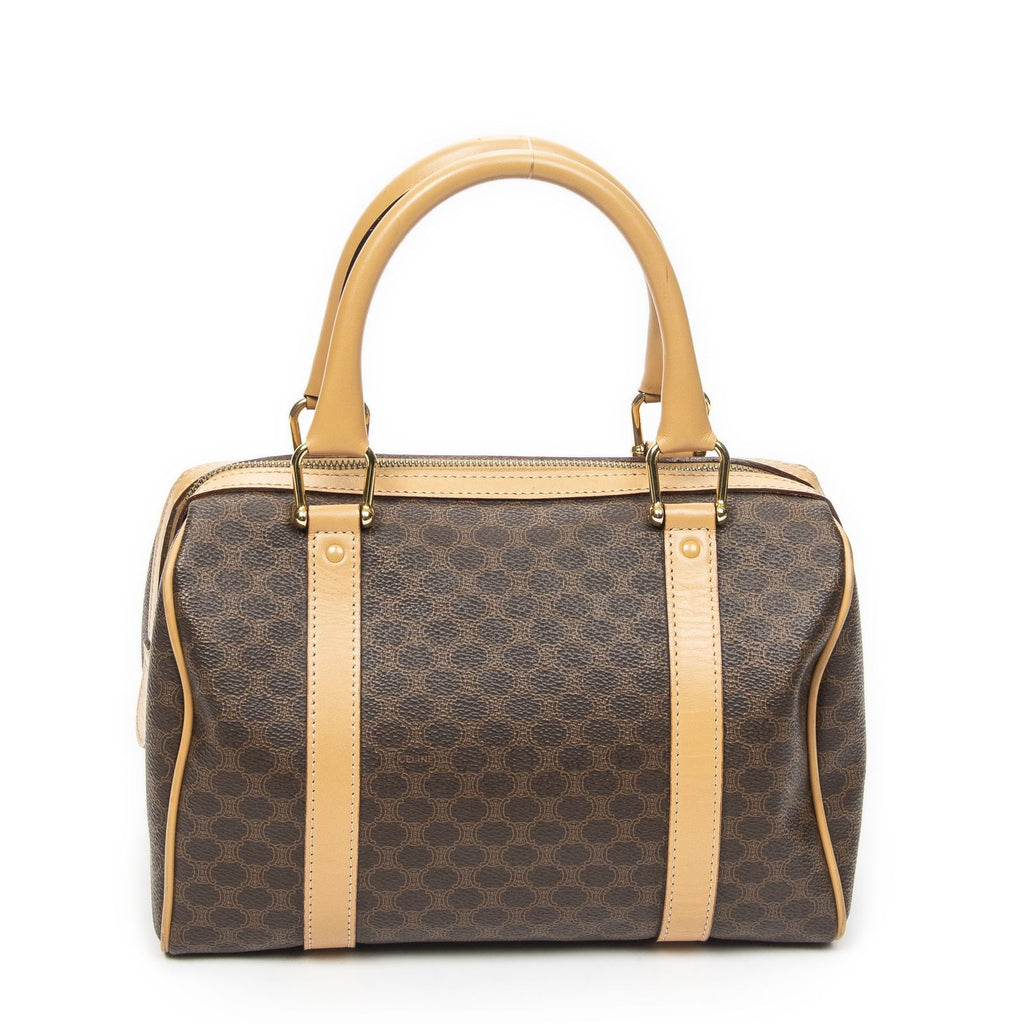 Celine Mini Boston Brown Beige Macadam Canvas Messenger — view 5