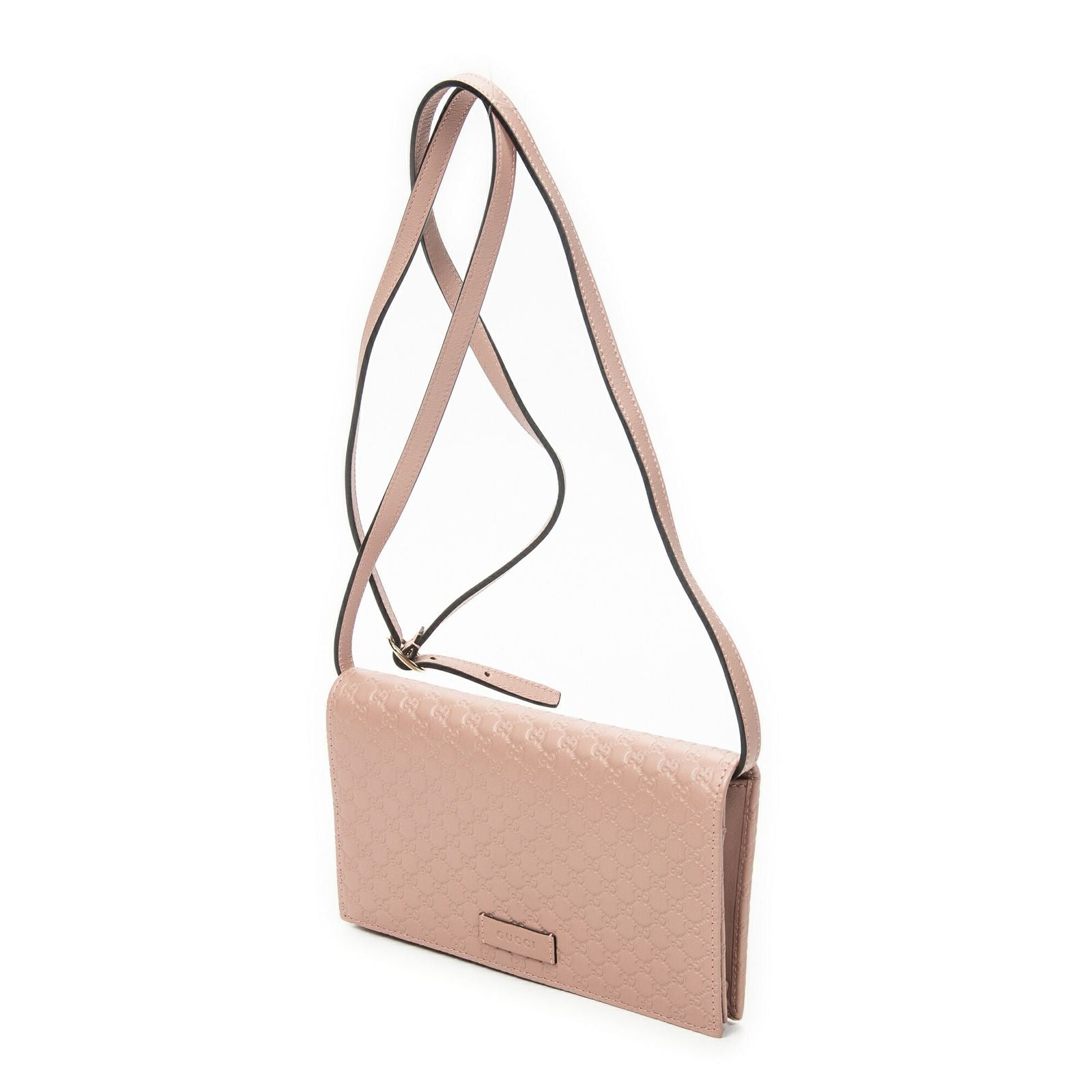 Gucci Web Crossbody Pink Micro Guccissima Leather — view 2