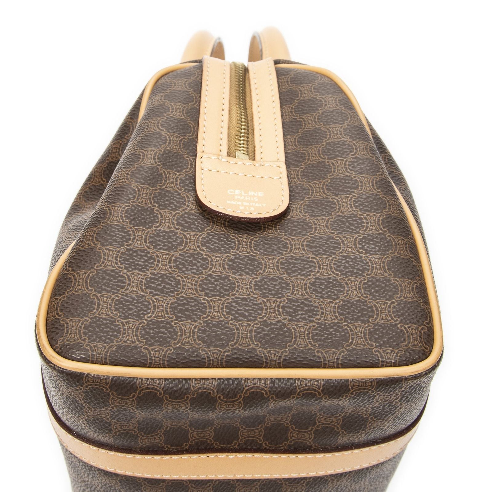 Celine Mini Boston Brown Beige Macadam Canvas Messenger — view 8