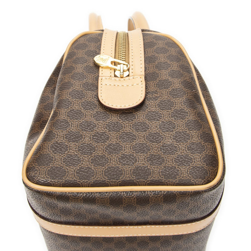 Celine Mini Boston Brown Beige Macadam Canvas Messenger — view 7
