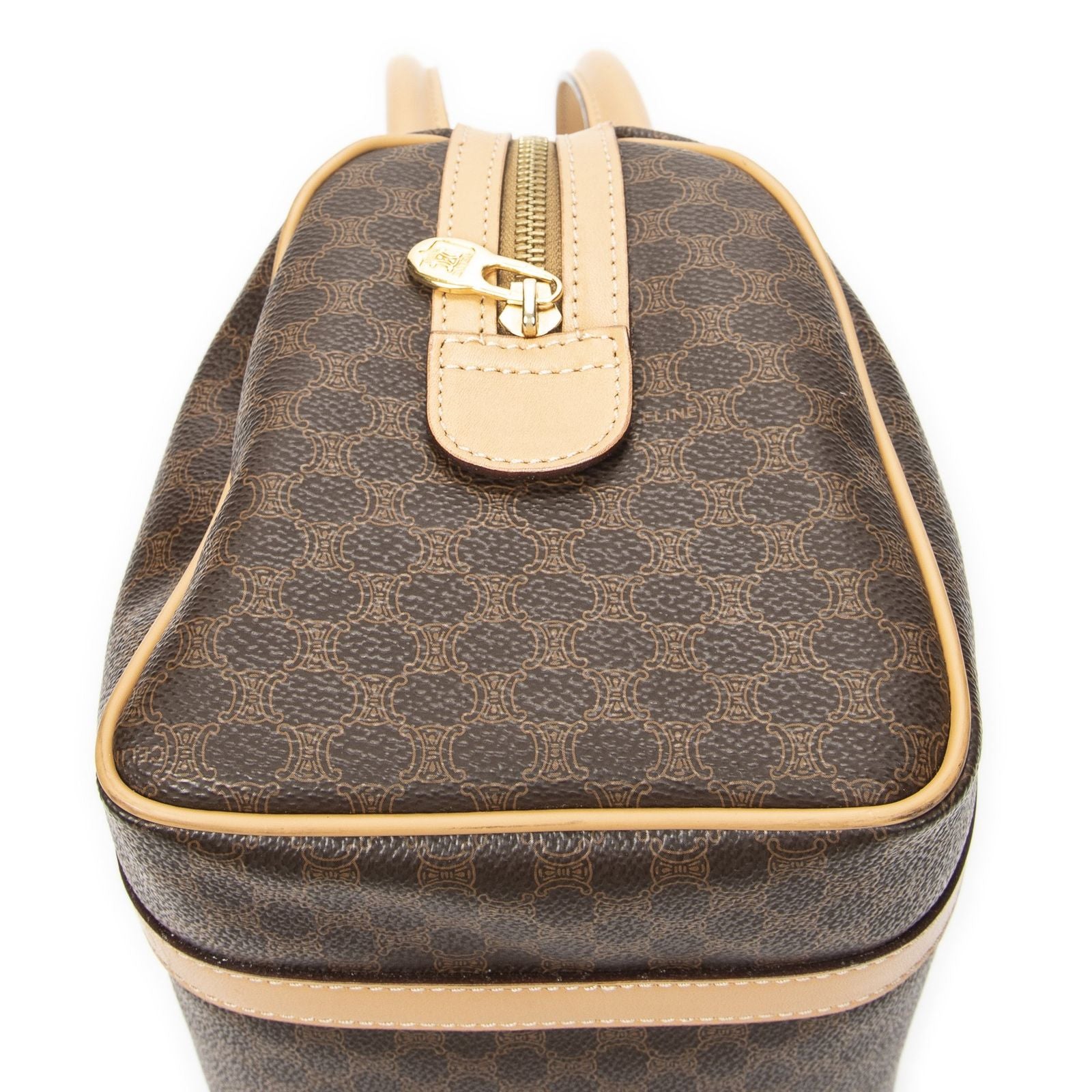 Celine Mini Boston Brown Beige Macadam Canvas Messenger — view 7